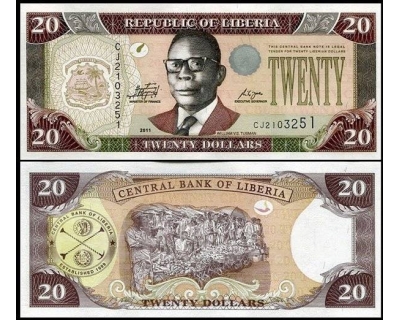 20 долларов 2011 год Либерия