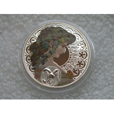 1 доллар Альфонс Муха Знак Зодиака  2010 год Ниуэ серебро 925 Козерог