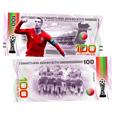 Пластиковая банкнота 100 рублей Футбол Чемпионат мира 2018 Португалия Роналду 