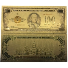 Золотая банкнота Сертификат 100 Долларов США