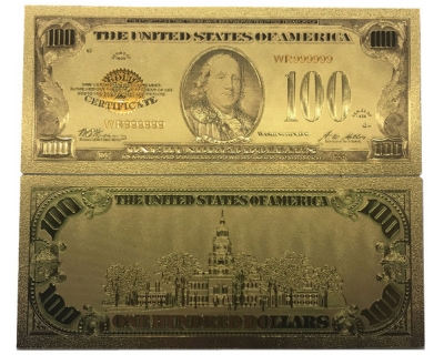 Золотая банкнота Сертификат 100 Долларов США