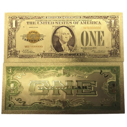Золотая банкнота Сертификат 1 Доллар США