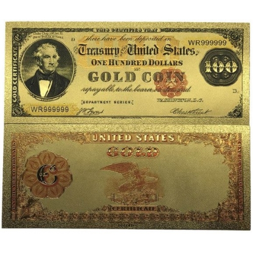 Золотая банкнота 100 Долларов США