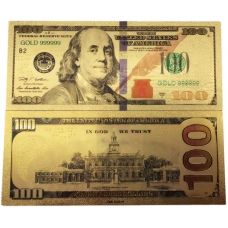 Золотая банкнота 100 Долларов Новые США
