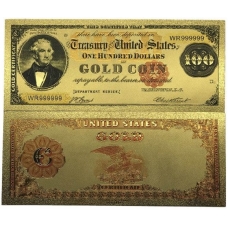 Золотая банкнота Золотой Сертификат 100 Долларов США