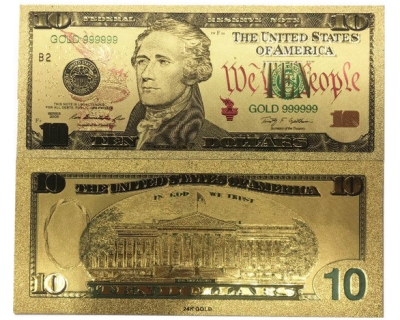 Золотая банкнота 10 Долларов США