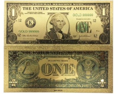 Золотая банкнота 1 Доллар США