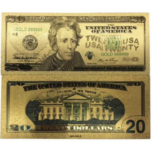 Золотая банкнота 20 Долларов США