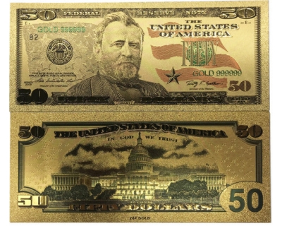 Золотая банкнота 50 Долларов США